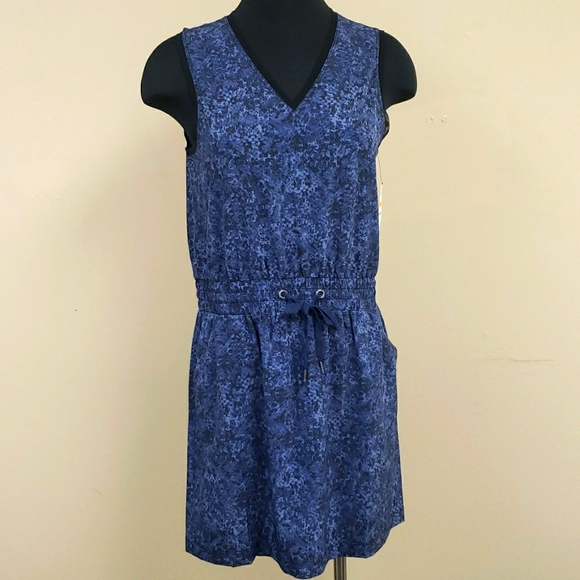 Idealogy Dresses & Skirts - Women's Print Blue Drawstring Dress - Size Small